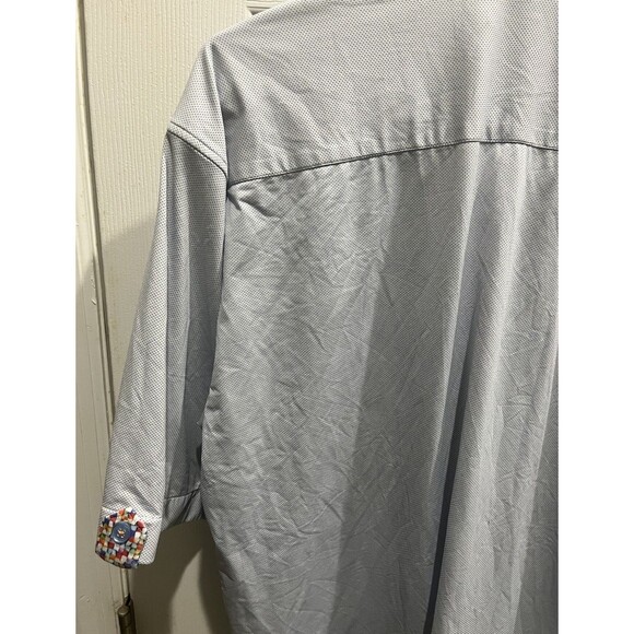 Maceoo Shirt Men’s XL Button Up Blue 4 Way Stretch Technology Short Sleeve - Picture 4 of 4